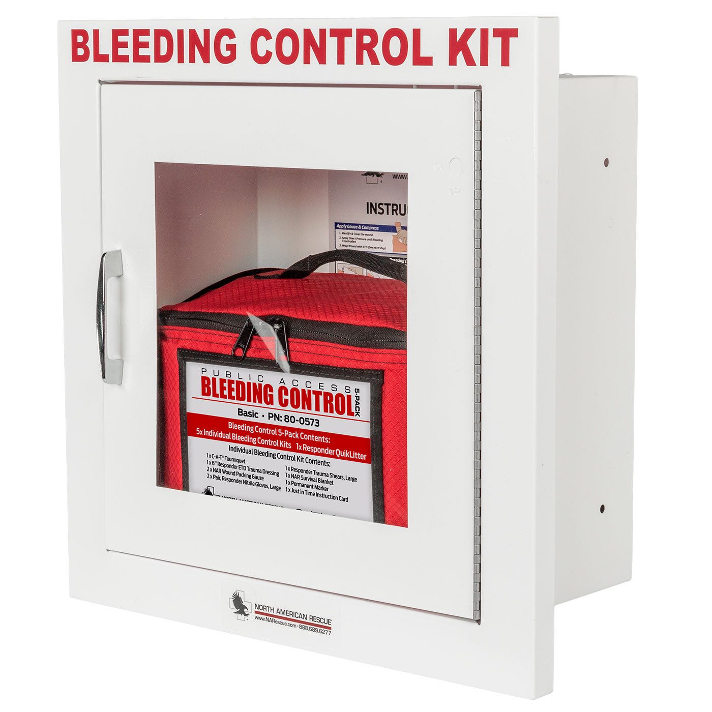 Public Access Bleeding Control Stations-5pk Semi Recessed